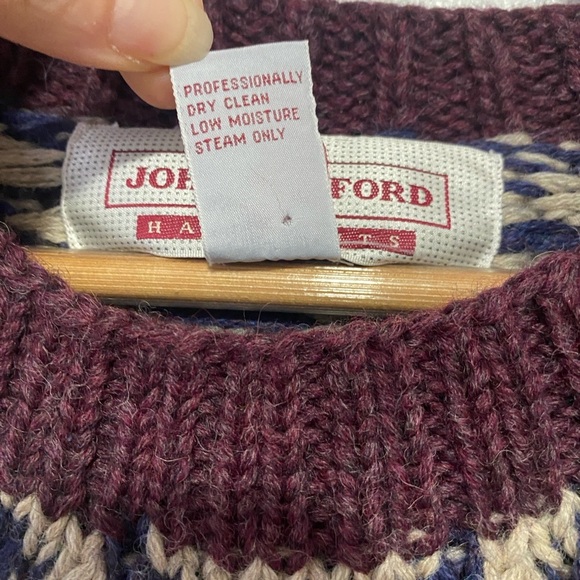 Vintage John Ashford Mens Large Fair Isle Knit Sweater Geometric Pattern - Picture 4 of 4